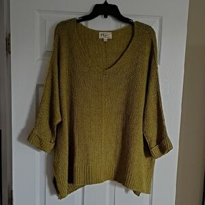Before You Chartreuse V-neck Sweater, OS